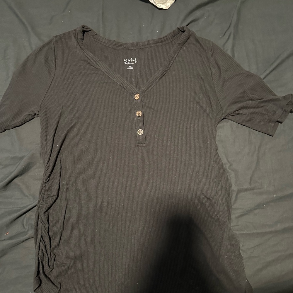 Universal Black V-Neck Buttoned Women's Top